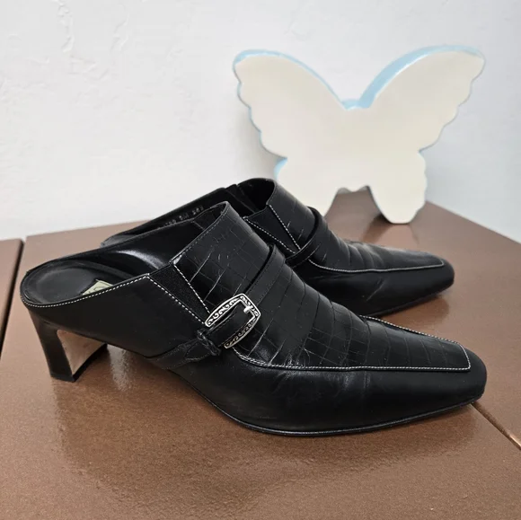 Brighton Black Crocodile Pattern slip on heels Size 9 - Picture 9 of 10